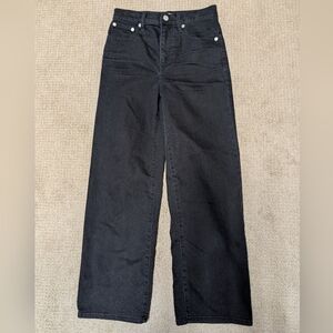 Madewell Womens 25 Slim Wide Leg Crop Jeans Black Neutral High Rise Office